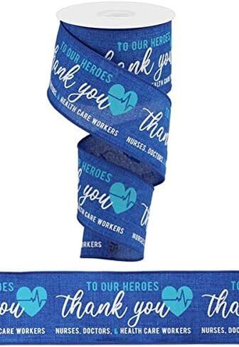 Thank You Healthcare Heroes Wired Edge Ribbon - 2.5" x 10 Yards (Black) in Kuwait