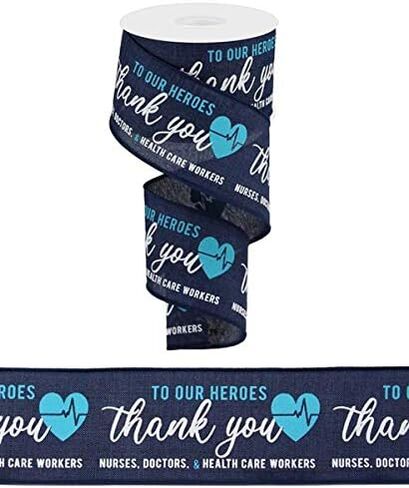 Thank You Healthcare Heroes Wired Edge Ribbon - 2.5" x 10 Yards (Black) in Kuwait