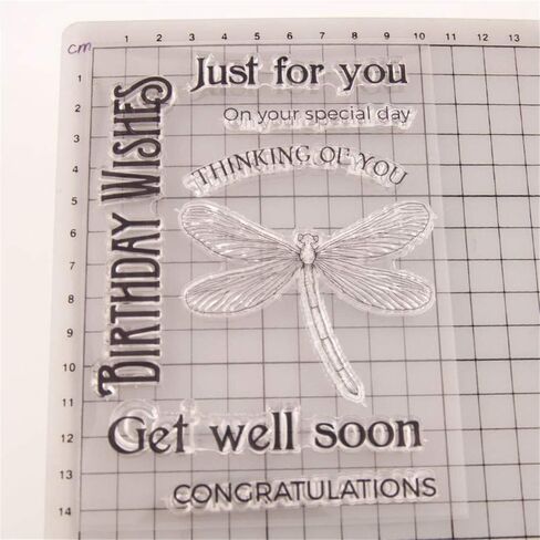 arrietycraft Dragonfly Clear Stampf for Card Making or Journaling, Birthday Wishes Just for You Get Well Soon Sentiment Transparent Silicone Stamps for Journals Scrapbooking Album Decoration in Saudi Arabia