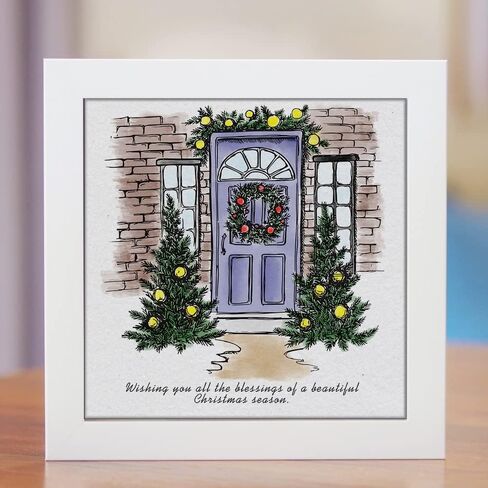 Christmas Clear Stamps for Card Making Decorative Xmas Theme Front Door Background Transparent Silicone Stamps for DIY Scrapbooking Supplies Embossing Paper Card Album Decoration Craft in Saudi Arabia