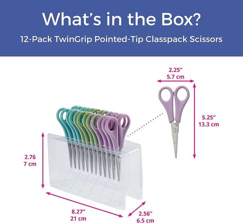 ECR4Kids ELR-13214 Cutting Edge TwinGrip Kid's Scissor Classpack for School Classrooms, Blunt Tip, Assorted in Saudi Arabia
