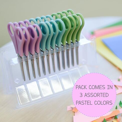 ECR4Kids ELR-13214 Cutting Edge TwinGrip Kid's Scissor Classpack for School Classrooms, Blunt Tip, Assorted in Saudi Arabia
