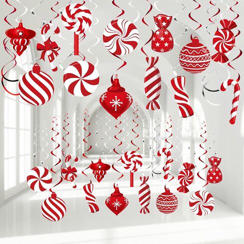 funrous عيد الميلاد النعناع الحلوى شنقا الزينة عيد الميلاد الحلوى السقف شنقا الدوامات عيد الميلاد حزب السقف دوامة اللافتات للمنزل الشتاء عطلة عيد الميلاد حزب (أحمر أبيض أخضر) in Saudi Arabia