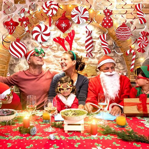 funrous عيد الميلاد النعناع الحلوى شنقا الزينة عيد الميلاد الحلوى السقف شنقا الدوامات عيد الميلاد حزب السقف دوامة اللافتات للمنزل الشتاء عطلة عيد الميلاد حزب (أحمر أبيض أخضر) in Saudi Arabia