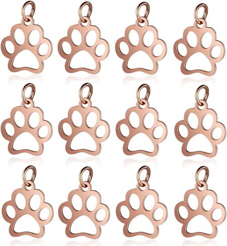 10pcs Stainless Steel Dog Paw Print Charm Pendant Animal Footprint Jewelry Finding Pendant for Jewelry Making DIY in Kuwait