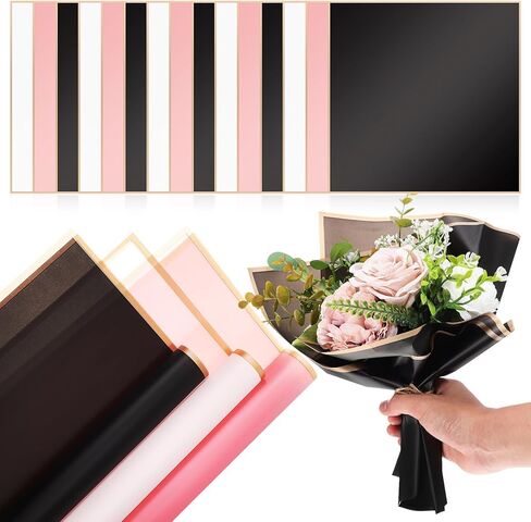 Tofficu 60 Sheets Flower Wrapping Paper Flower Bouquet Wrapping Paper Floral Wrapping Paper With Gold Border for Wedding DIY Craft Gift Flower Shop Bouquet Packaging in Saudi Arabia