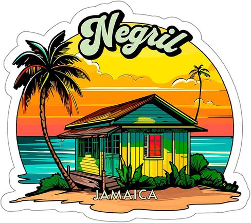 Negril Jamaica Beach Sticker Travel Nature Decal Vinyl Small Waterproof for Water Bottle Mug Passport Book Scrapbook Notebook Laptop Tumbler Skateboard Computer Phone Size 4" Funny Gift in Saudi Arabia