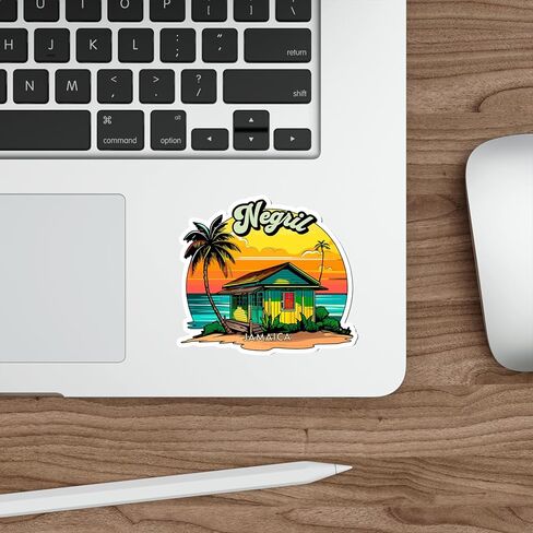 Negril Jamaica Beach Sticker Travel Nature Decal Vinyl Small Waterproof for Water Bottle Mug Passport Book Scrapbook Notebook Laptop Tumbler Skateboard Computer Phone Size 4" Funny Gift in Saudi Arabia