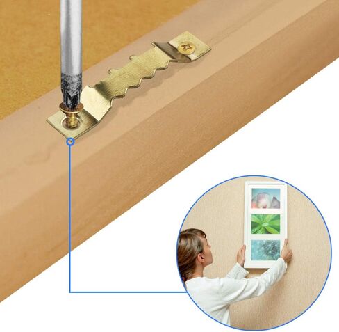 100 Piece Sawtooth Picture Frame Hanging Hangers + 200 Piece Screws, Photo Frame Hangers Kit for Art Photo Canvas Wall Mounting in Kuwait