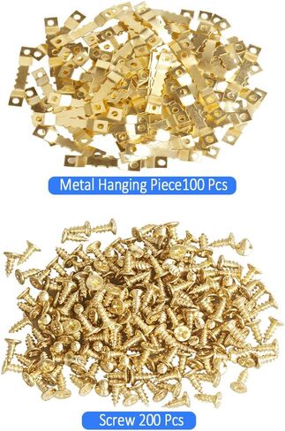 100 Piece Sawtooth Picture Frame Hanging Hangers + 200 Piece Screws, Photo Frame Hangers Kit for Art Photo Canvas Wall Mounting in Kuwait