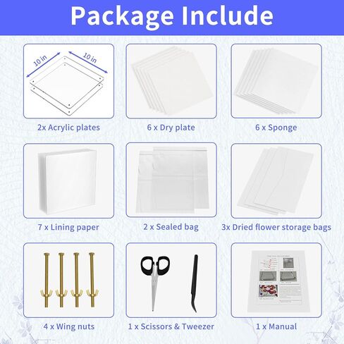 تايتي مجموعة ضغط زهور احترافية كبيرة من الاكريليك مكونة من 6 طبقات للكبار، مجموعة حفظ النباتات سريعة الجفاف مع شنطة تخزين، هدية للمبتدئين ومحبي الحرف اليدوية 10×10 انش in Kuwait