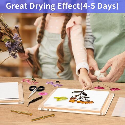 تايتي مجموعة ضغط زهور احترافية كبيرة من الاكريليك مكونة من 6 طبقات للكبار، مجموعة حفظ النباتات سريعة الجفاف مع شنطة تخزين، هدية للمبتدئين ومحبي الحرف اليدوية 10×10 انش in Kuwait