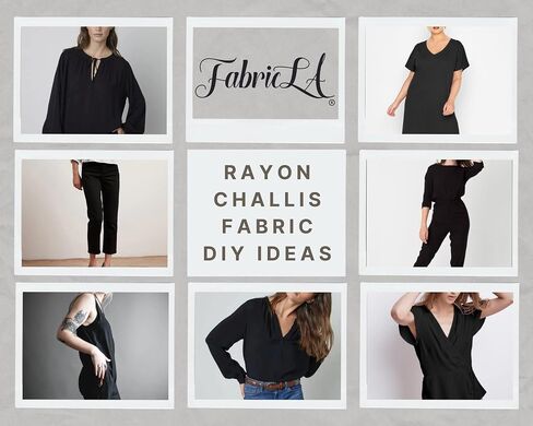 قماش LA Rayon Challis - عرض 58/60 بوصة (150 سم) - قماش خفيف الوزن ومقاوم للتجاعيد - يُستخدم كملابس صالة أو بذلات أو بيجامات أو تنانير - أسود، 1 ياردة in Kuwait