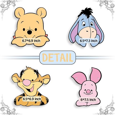 لافتة ويني لتزيين حفلات استقبال المولود الجديد، لافتة عيد ميلاد لطيفة بنمط ويني اند فريندز لوازم الحفلات بطابع ويني in Kuwait