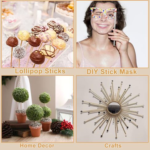 Acrux7 400Pcs Wooden Dowel Rods 1/4 x 6 Inch & 12 Inch Unfinished Dowel Rods Round Wood Sticks Natural Wood Dowels Bulk Dowels Rods for Craft DIY Plant Flower Cake (Each Size 200Pcs) in Saudi Arabia