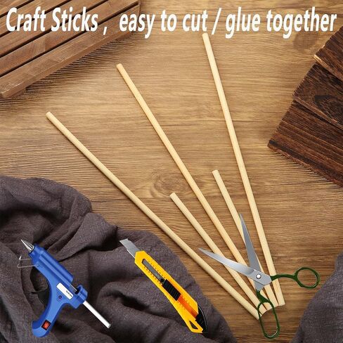Acrux7 400Pcs Wooden Dowel Rods 1/4 x 6 Inch & 12 Inch Unfinished Dowel Rods Round Wood Sticks Natural Wood Dowels Bulk Dowels Rods for Craft DIY Plant Flower Cake (Each Size 200Pcs) in Saudi Arabia