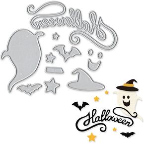 قوالب قطع Hello Halloween Ghost، إطار نافذة ورقة اليقطين الخفافيش، قطع معدنية منقوشة على شكل استنسل لصناعة البطاقات، صناعة الورق، سجل القصاصات وألبوم الحرف اليدوية DIY، بطاقة ورقية لديكور الهالوين in Kuwait