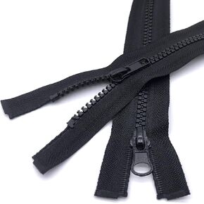 Goyunwell Black Separating Zippers for Jackets 36 inch #5 Jacket Zipper Replacement 2PCS Plastic Jacket Zippers for Sewing Craft (36")