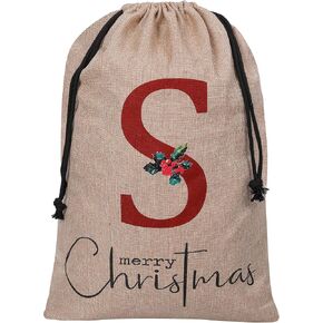 CHOTONIC 27 x 21 Inch Burlap Christmas Santa Sack, Large Reusable Personalized Monogram Letter Christmas Gift Bag with Drawstring, for Xmas Package Storage, Christmas Party Supplies (Letter J) in Saudi Arabia