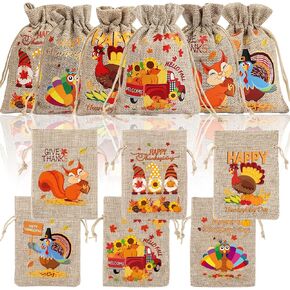JUNEBRUSHS St Patricks Day Burlap Gift Bags, 20 Pack St. Patricks Linen Burlap Bag with Drawstring St. Patrick's Day Goodie Candy Treat Bags Irish Bags Lucky Shamrock Gift Bags