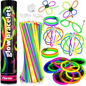 100 Ultra Bright Glow Sticks Party pack - 205 pcs Glow in The Dark Party Supplies Pack - 8" Glowsticks Party Favors with Bracelets Necklaces Glasses and more in Kuwait