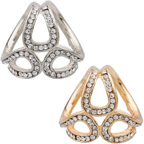 lasenersm 2 Pieces Scarf Buckle Scarf Ring Buckle Rhinestone Scarf Buckle Three-Rings Scarf Buckle Clip Silk Scarf Clasp Ring Buckle Tee Shirt Clips Clamp T-Shirt Knotting Clasp(Golden, Silver) in Saudi Arabia