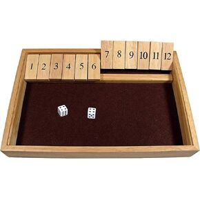 Deluxe Wood 12 Numbers Shut The Box Game