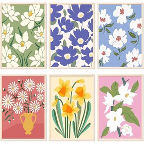 YALKIN 6 Packs Paint by Number Kits for Adults, Easy Acrylic Oil Painting by Number, DIY Flower Watercolor Paint by Numbers Kits on Canvas Without Frames for Home Wall Decor 7.8x11.8inch in Kuwait