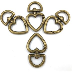YIXI-SBest 12 قطعة 3/4 بوصة عرض خارجي سبائك الزنك شكل قلب مشبك دوار نابض حلقة مفاتيح مشبك، مشابك مشابك مشابك حلقة مفاتيح حلقات مشابك ربط دوارة لامعة (برونزي) in Kuwait