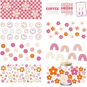 AnyDesign Boho Christmas Cup Wrap Transfer Stickers Xmas Tree Snowflake Rub on Transfers Waterproof Transfer Cup Stickers Decals for 16OZ Cup Glass Furniture Wood DIY Crafts Supplies, 8 Sheets