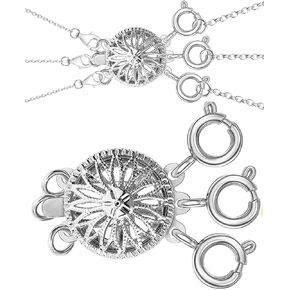 مشبك فاصل للقلادة للنساء من الذهب والفضة عيار 14 قيراط خال من التشابك، مشبك قفل مجوهرات امان محول سلسلة موسع (1 قطعة فضية اللون) in Kuwait