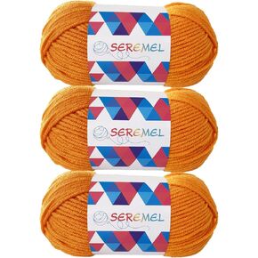 Crochet Yarn, 3PCS 50g/1.76OZ 142yd Acrylic Yarn for Crocheting and Knitting DIY Amigurumi Yarn(Yellow)
