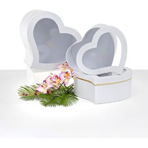 UNIKPACKAGING Premium Quality Heart Shape Flower Box, Gift Boxes for Luxury Flower and Gift Arrangements, Set of 3 (White) in Saudi Arabia