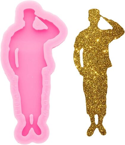 Shiny Glossy Squatting Soldier Shape Keychain Silicone Mold with Hole Candy Crystal Mold Necklace Jewelry Epoxy Resin Mold Resin Crafting Molds for Luggage Tag Pendant in Kuwait