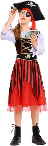 IBQ Kids القراصنة زي الفتيات القرصان الأميرة تأثيري اللباس أزياء الهالوين مع الملحقات هدايا عيد الميلاد in Kuwait