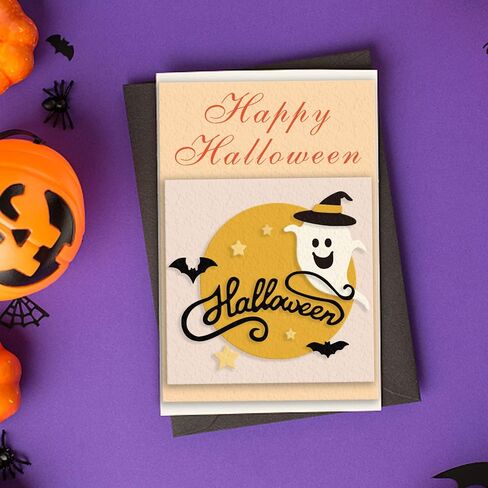 قوالب قطع Hello Halloween Ghost، إطار نافذة ورقة اليقطين الخفافيش، قطع معدنية منقوشة على شكل استنسل لصناعة البطاقات، صناعة الورق، سجل القصاصات وألبوم الحرف اليدوية DIY، بطاقة ورقية لديكور الهالوين in Kuwait