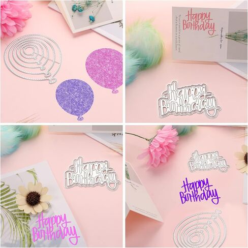 2 حزمة عيد ميلاد المعادن قطع يموت الاستنسل، MIKIMIQI DIY الحرفية المعدنية سكرابوكينغ يموت تخفيضات عيد ميلاد سعيد بالون النقش قالب الاستنسل لصنع بطاقة سكرابوكينغ الحرفية ورقة ديكور in Saudi Arabia