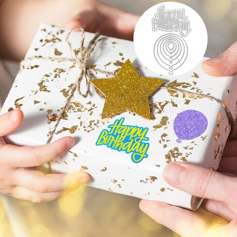 2 حزمة عيد ميلاد المعادن قطع يموت الاستنسل، MIKIMIQI DIY الحرفية المعدنية سكرابوكينغ يموت تخفيضات عيد ميلاد سعيد بالون النقش قالب الاستنسل لصنع بطاقة سكرابوكينغ الحرفية ورقة ديكور in Saudi Arabia