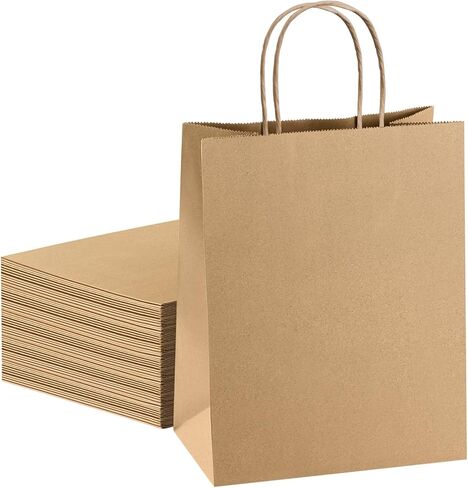 أكياس ورق صغيرة بنية من boxusa، 5.25 × 3.75 × 8 25 كيس ورق كرافت مع مقابض، وأكياس ورق الهدايا، وحفلات أعياد الميلاد الحرفية تفضل أكياس التسوق بالتجزئة للبقالة، وحقائب الأعمال اليدوية in Kuwait
