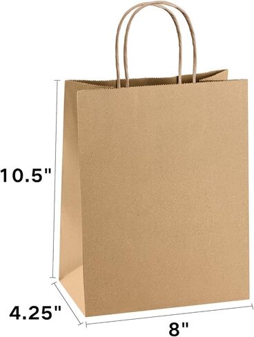 أكياس ورق صغيرة بنية من boxusa، 5.25 × 3.75 × 8 25 كيس ورق كرافت مع مقابض، وأكياس ورق الهدايا، وحفلات أعياد الميلاد الحرفية تفضل أكياس التسوق بالتجزئة للبقالة، وحقائب الأعمال اليدوية in Kuwait