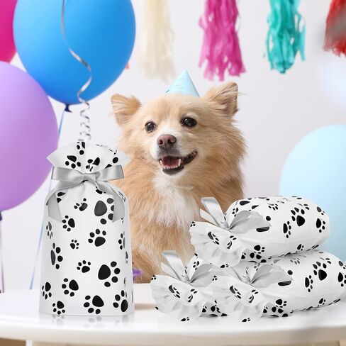 ييداكو 50 قطعة من اكياس الهدايا المطبوعة على شكل مخالب، اكياس هدايا بلاستيكية للكلاب مع رباط، اكياس حلوى للكلاب والقطط وهدايا الحفلات وديكورات حفلات اعياد الميلاد للاولاد والبنات، 9 × 6 انش in Kuwait
