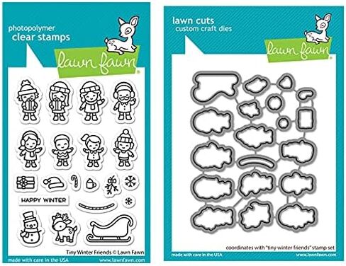 Lawn Fawn Tiny Winter Friends 3"x4" Clear Stamp Set and Coordinating Lawn Cuts Dies, Bundle of 2 Items (LF2678, LF2679) in Saudi Arabia