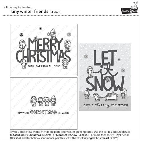 Lawn Fawn Tiny Winter Friends 3"x4" Clear Stamp Set and Coordinating Lawn Cuts Dies, Bundle of 2 Items (LF2678, LF2679) in Saudi Arabia