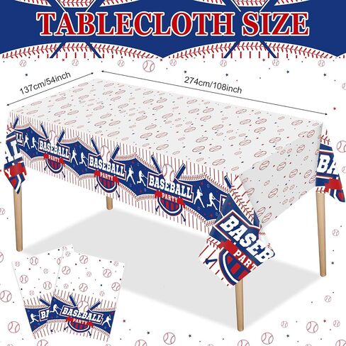 Tatuo 171 Pcs Baseball Party Decoration Include Baseball Theme Banner Red White and Blue Tablecloth Baseball Paper Tableware for Kid Adult Sport Theme Birthday Baby Shower Party Decoration Supplies in Saudi Arabia