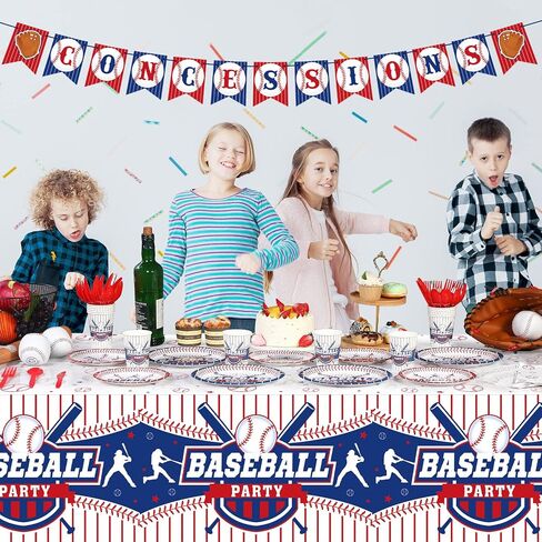 Tatuo 171 Pcs Baseball Party Decoration Include Baseball Theme Banner Red White and Blue Tablecloth Baseball Paper Tableware for Kid Adult Sport Theme Birthday Baby Shower Party Decoration Supplies in Saudi Arabia