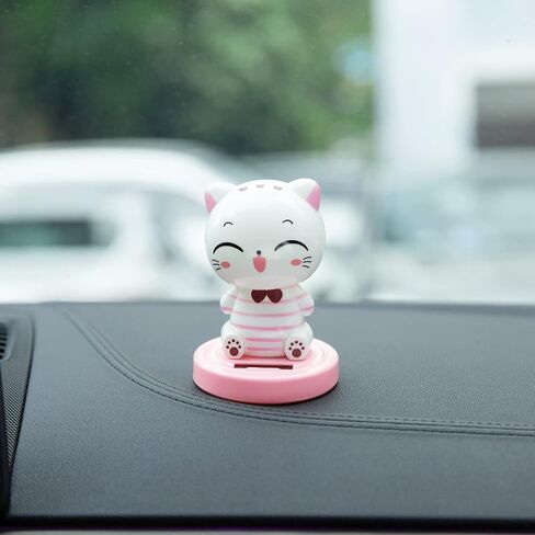 YGMONER Bobbleheads Pink Cat Decorations Car Dashboard Dancer High 3.7" Solar Powered Shaking Toy in Kuwait