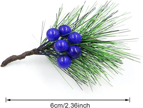 24pcs Artificial Red Berry Holly Stems Pine Cones Branches Picks, Christmas Pine Spray Stems Fake Red Berry Wreath Picks Mini Flocked Holly for Christmas Tree Crafts Holiday Decor in Saudi Arabia