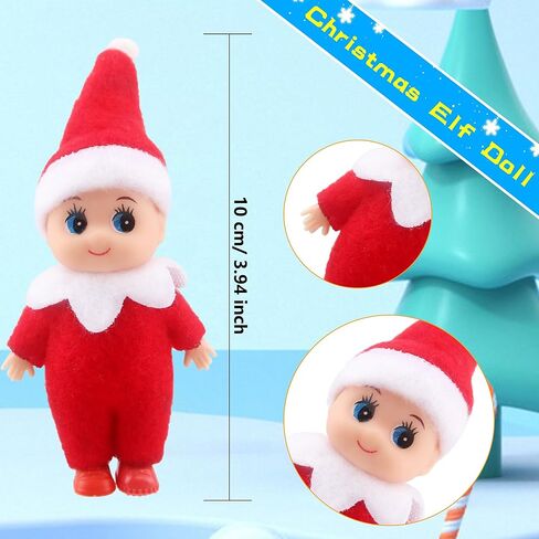 Cagemoga 12 Pieces Christmas Elf Dolls Xmas Mini Tiny Miniature Small Plush Colorful Elf Baby Dolls for Christmas Holiday New Year Party Decoration Supplies Gifts, 2 Colors in Kuwait