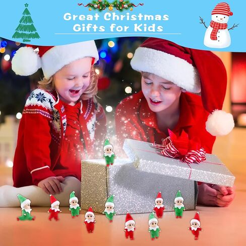 Cagemoga 12 Pieces Christmas Elf Dolls Xmas Mini Tiny Miniature Small Plush Colorful Elf Baby Dolls for Christmas Holiday New Year Party Decoration Supplies Gifts, 2 Colors in Kuwait