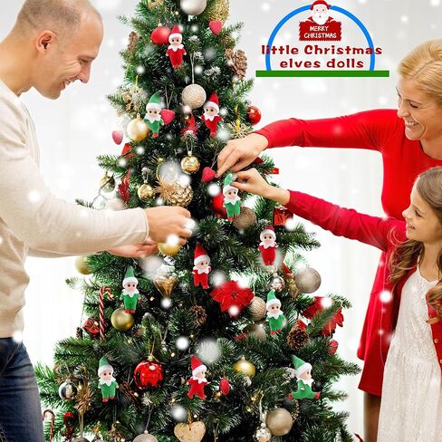 Cagemoga 12 Pieces Christmas Elf Dolls Xmas Mini Tiny Miniature Small Plush Colorful Elf Baby Dolls for Christmas Holiday New Year Party Decoration Supplies Gifts, 2 Colors in Kuwait